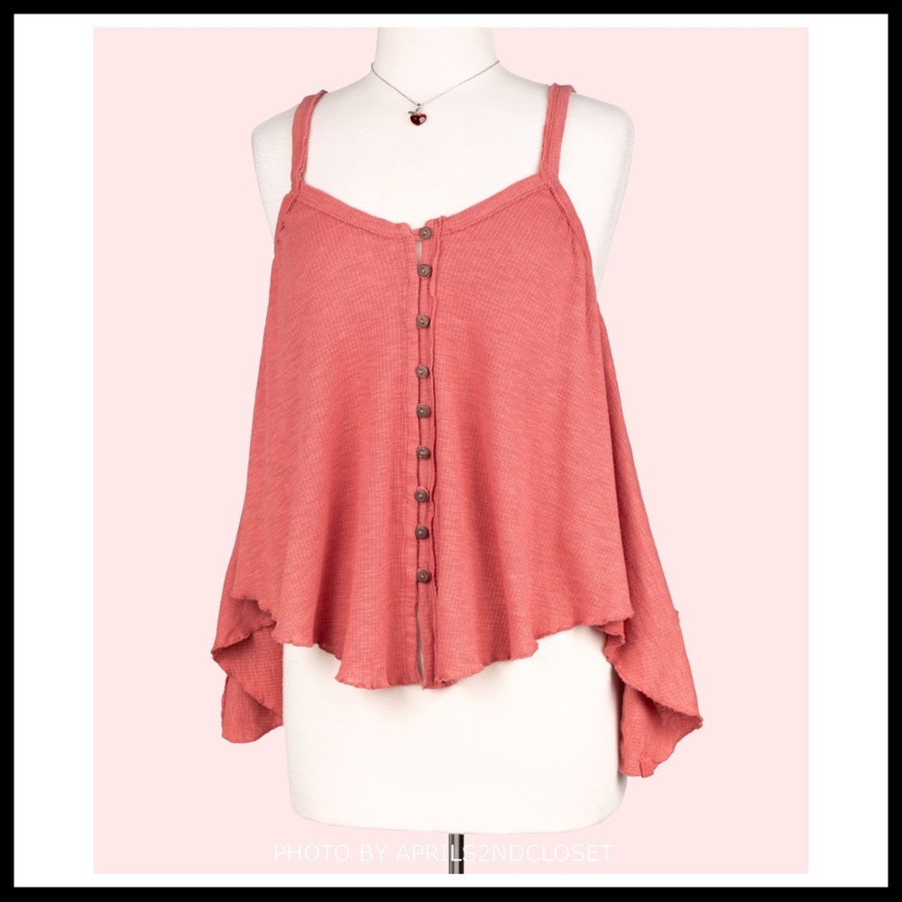 FREE PEOPLE BOHO FLOWY TOP BUTTON DOWN TANK SLEEVELESS BOHEMIAN KNIT TOP A3C - Picture 11 of 16